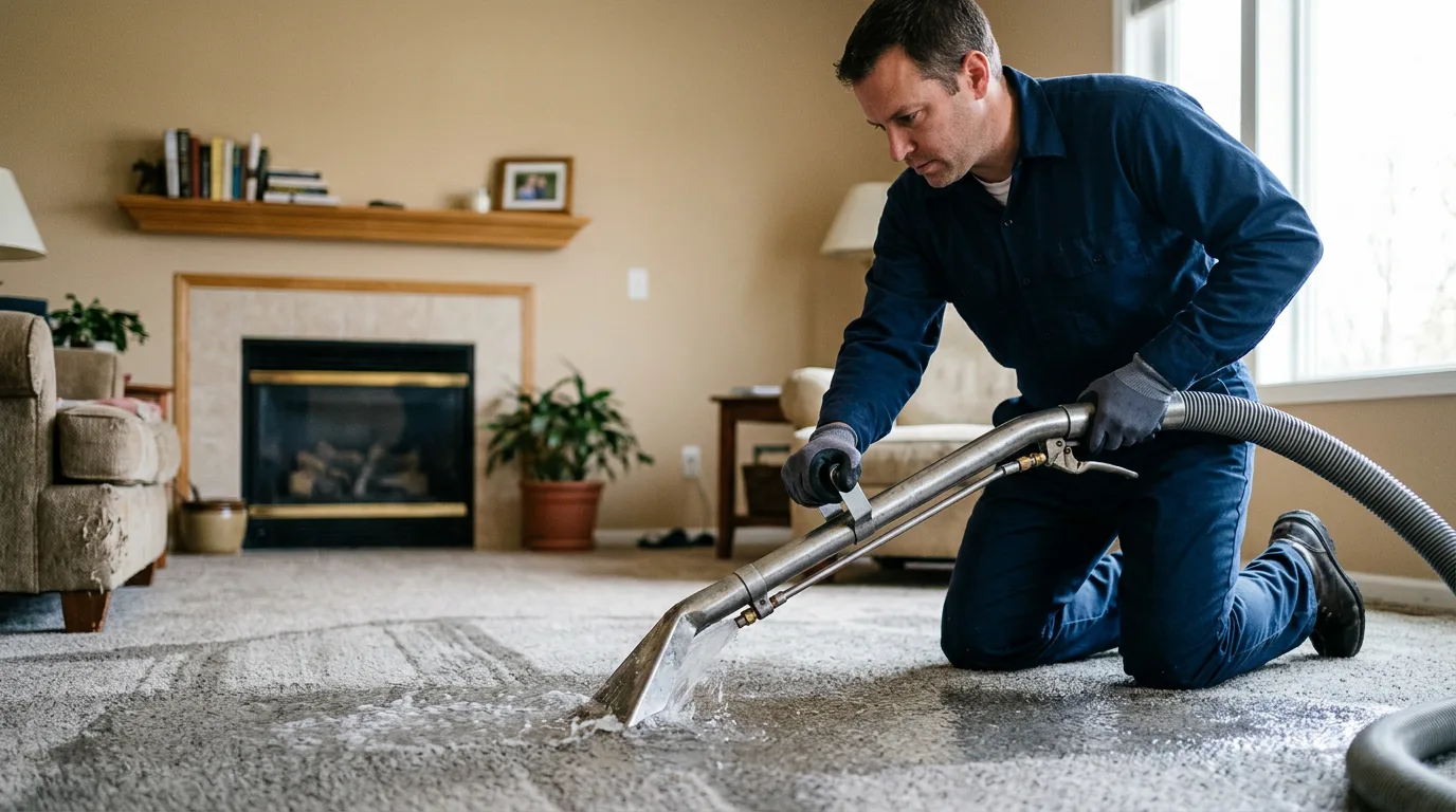 Water damage restoration technician working near Wimberley, TX